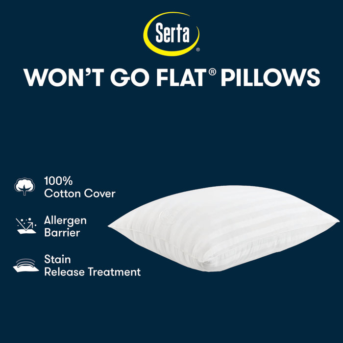 Serta Won't Go Flat Polyester Jumbo Medium Support Pillow & Reviews